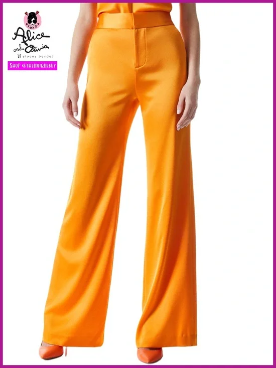 Alice + Olivia Bright Orange Wide-Leg Trousers