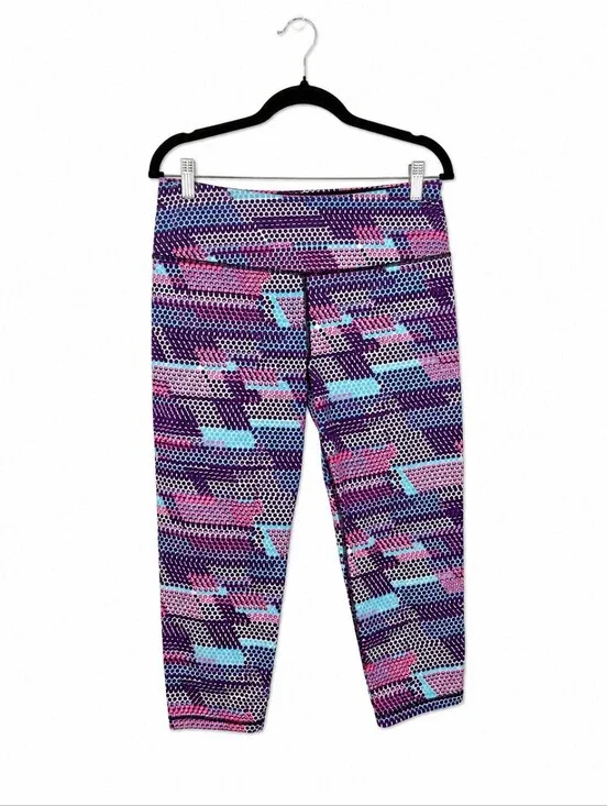 Victoria Sport Knockout Capri Yoga Leggings XS Purple Pink Blue Athletic Compres