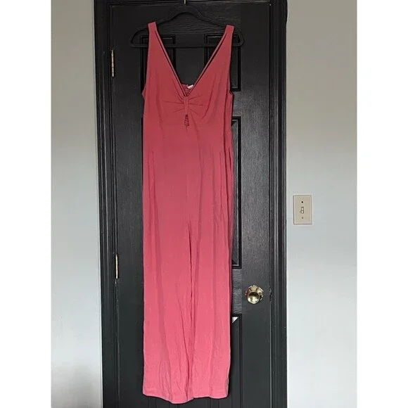 NWT Anrabess Women's Pink Sleeveless Jumpsuit Romper Size XL