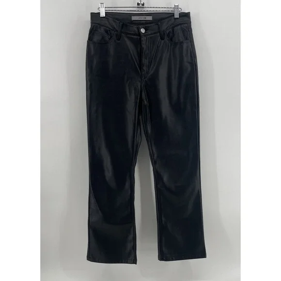 Joe's Jeans Vegan Leather‎ Pants Jeans Women's 26 Black Straight Leg Mid Rise