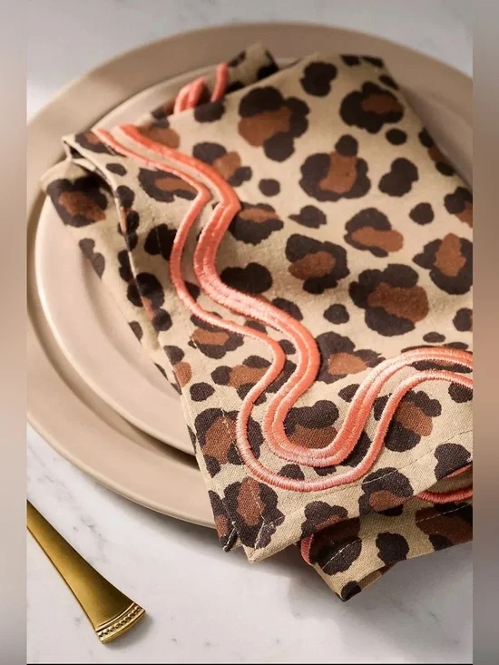 Anthropologie Madeline Napkins, Set of 2, Animal Print