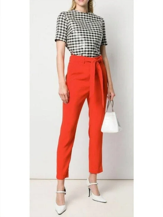 Veronica Beard Pants Faxon High Waisted Crop Trouser Red 10 Resortwear Old Money