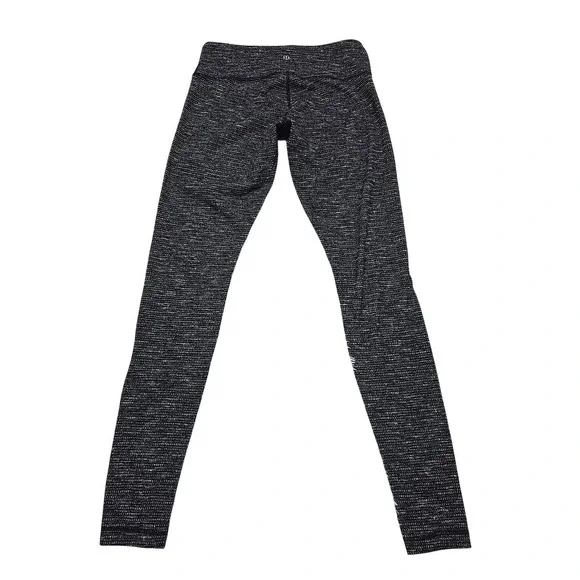 Lululemon Wunder Under Pants Coco Pique Black Leggings Full Length Size 8‎