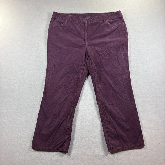 Lands End Wine Corduroy‎ Straight Leg Pants Womens Fit 2 Size 20W