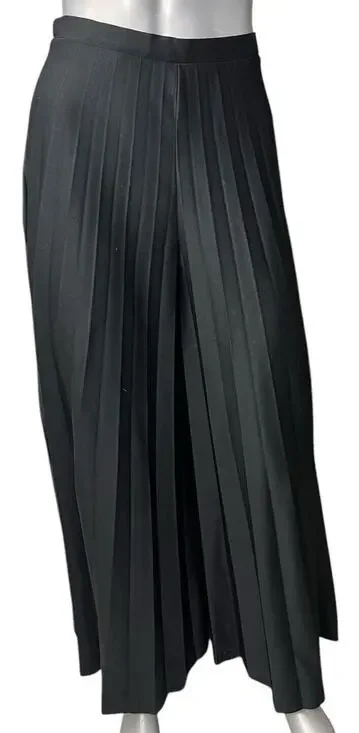 Vtg Pants Pleaded Culottes Wide Leg Black Caron Components Boho 2 XS Zipper