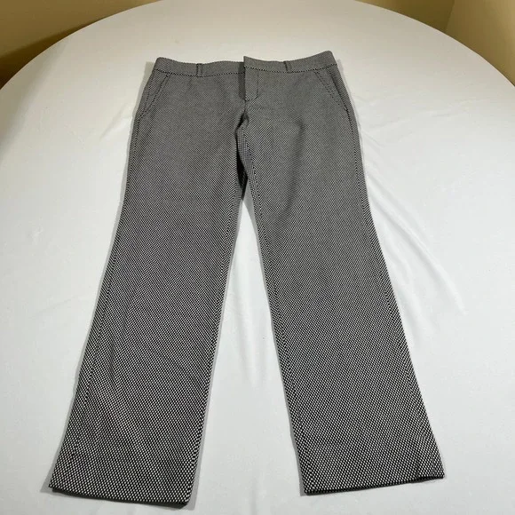 Banana Republic Ryan Pants Women 8 Black White Textured Geometric Straight Leg
