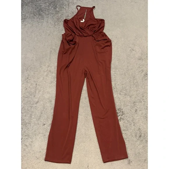BCBGeneration Jumpsuit Womens XS Purple Strappy Straight Leg Stretch Comfort