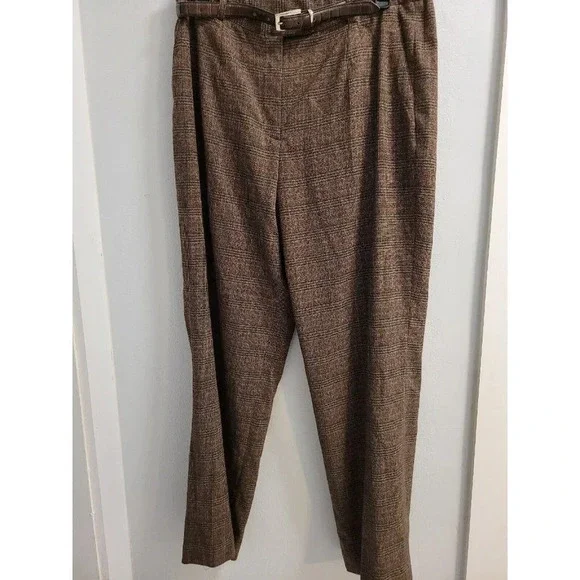 Covington Petite Stretch Womens 12P Trouser Dress Pants Brown & Light Pink