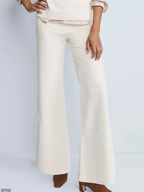 Ann Taylor Weekend Wide Leg Corduroy Pants Winter White Cords 4