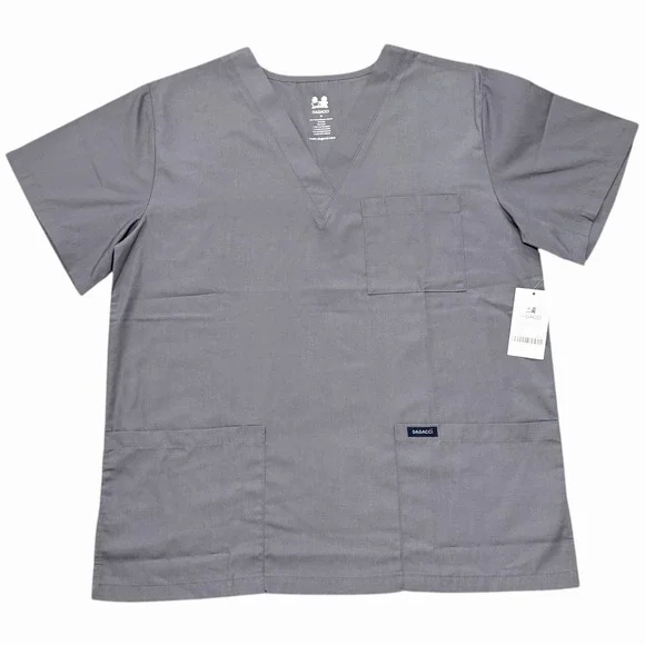 DAGACCI Scrub 2 Set Gray Top & Pants Medium‎ Unisex Medical Uniform NWT