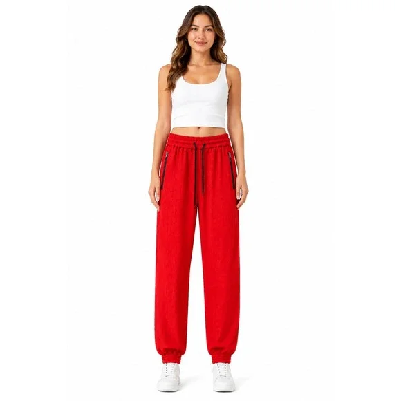MSGM Jogger Pants Red New Textured Jacquard Size 6