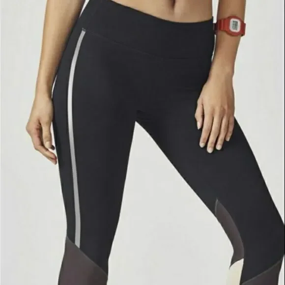 Fabletics Salma Side Reflective stripe leggings crop mesh colorblock Yoga
