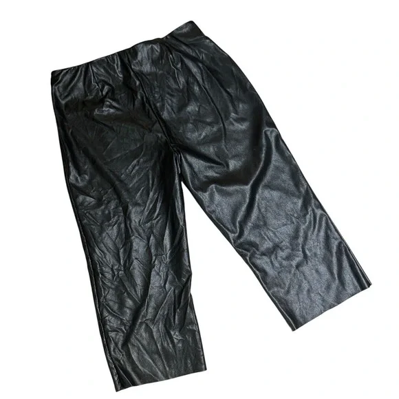 Peter Som‎ Collective Faux Leather Pants Women's 14 Black Cropped Straight EUC