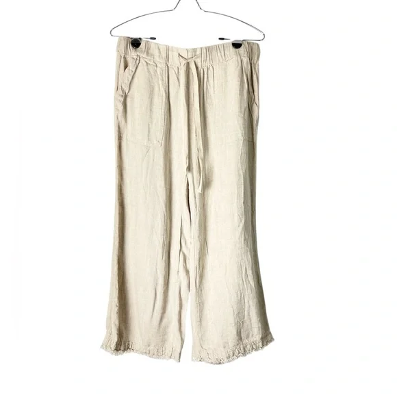 Thread & Supply linen blend‎ cropped pants frayed hem Pull on size Medium euro
