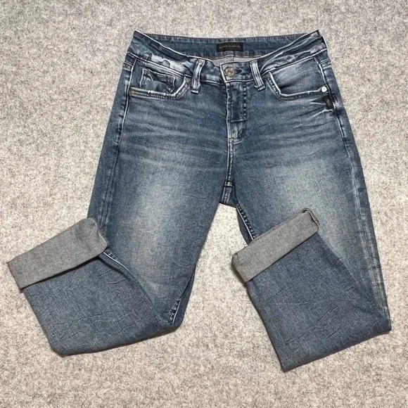 Silver Jeans Co Britt Capri‎ Womens W29 L23.5 Medium Wash Mid Rise Denim Blue
