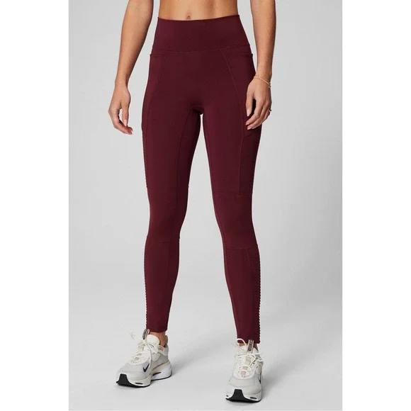 Fabletics Legging Motion365+ Moto High Waisted Size Small Merlot NWT