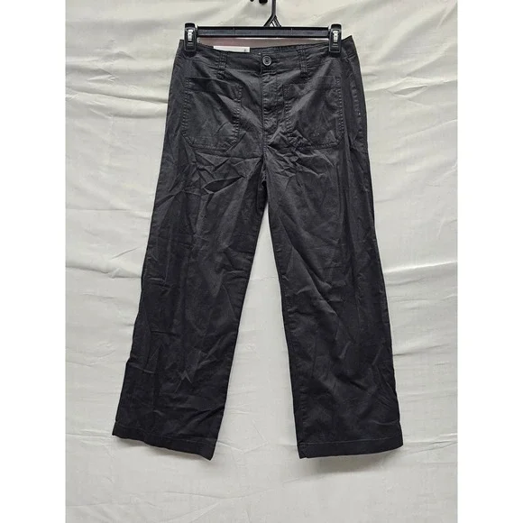 Social Standard Womens Crop Pants Black Cotton Blend Casual Size 6