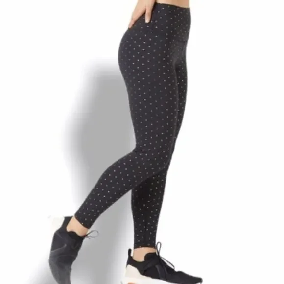 Like New! Glyder High-Waist Leggings Black with Metallic Silver dots in Size S