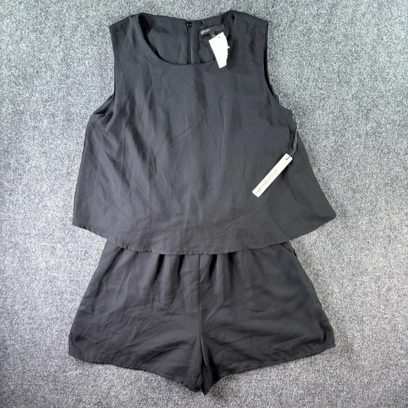 Gibson Living in Yellow Romper Women S Black Layered Popover Sleeveless NWT