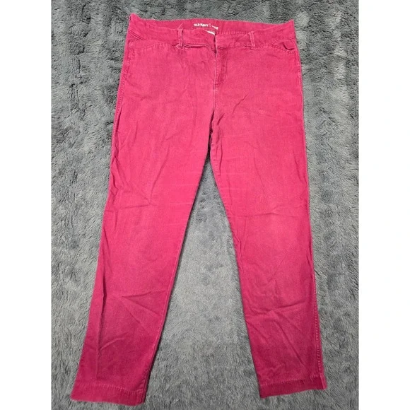 Old Navy Pixie Pants Womens 12 Regular Pink Berry Ankle Chino Trousers 1166