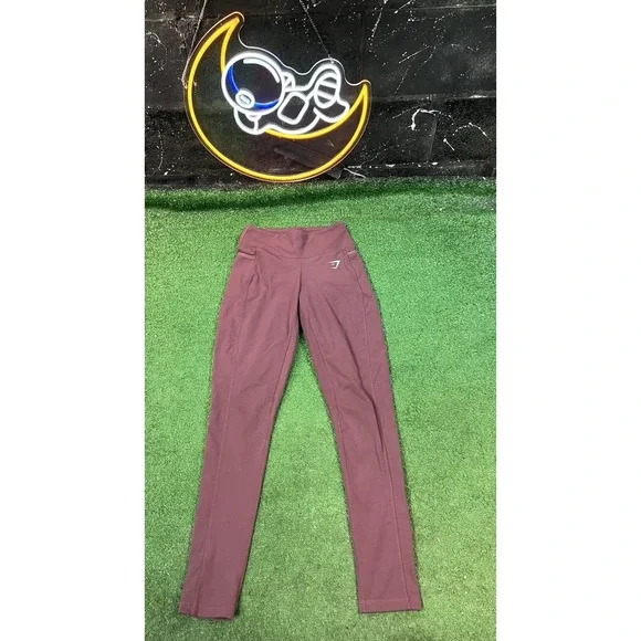 Gymshark Workout Yoga Full Length Leggings Maroon Women's Size‎ Small SM