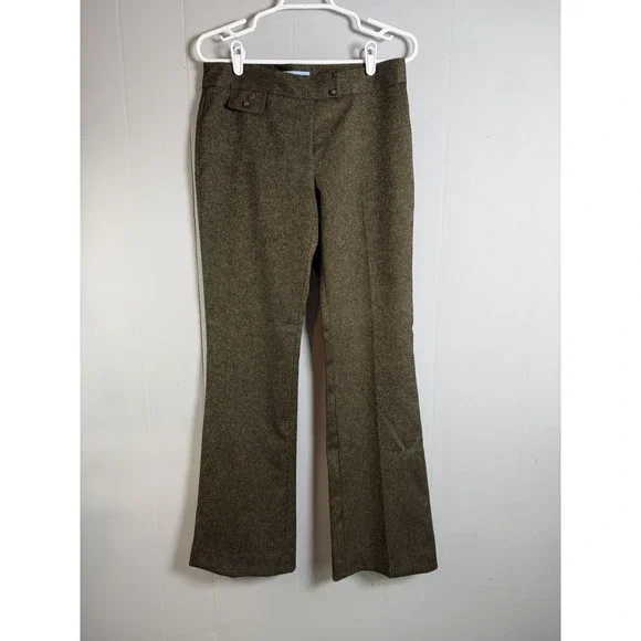 Antonio Melani‎ Trouser Dress Pants Wool Blend Lined Bronzed Green Sz 4