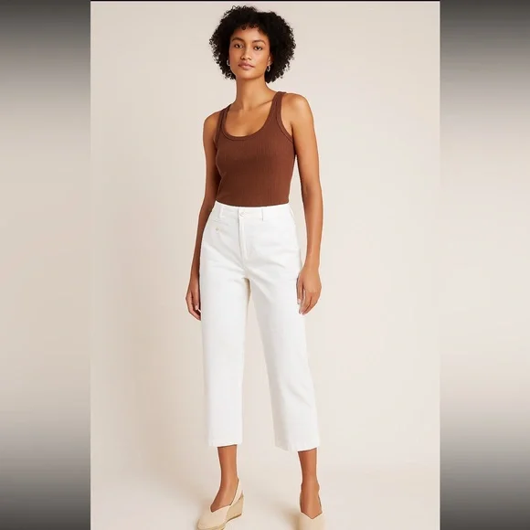 Anthropologie Maeve Ivory White‎ Cropped Pants size 6 NWT