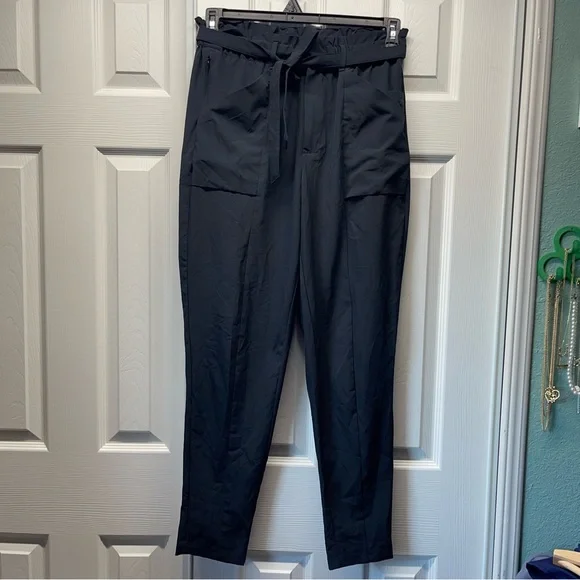 Modern Ambition Women’s Tie-Front Pant High Rise Tapered Relaxed  Black Size M