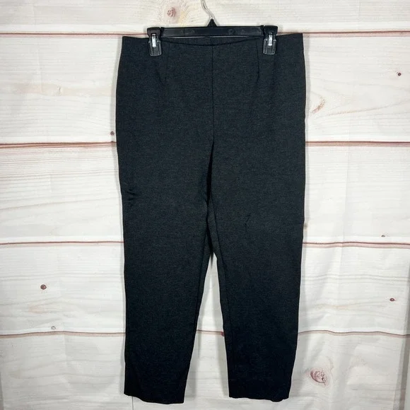 J Jill Pants‎ Womens Medium Gray Ponte Knit Slim Leg Pull On Elastic Waist Solid