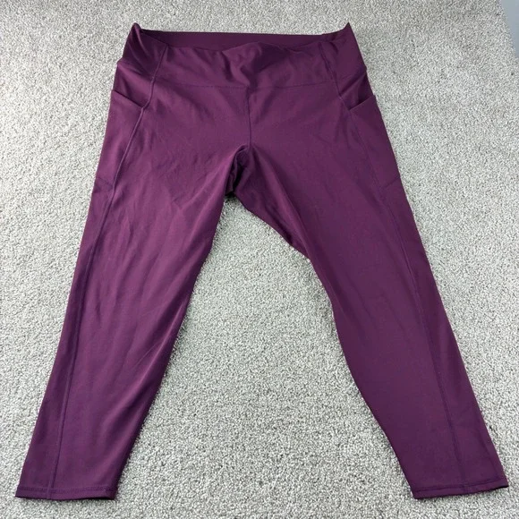 Fabletics PureLuxe Womens Purple Cropped Athletic‎ Leggings with Pockets Yoga 4X