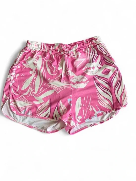Women's Pink Printed Drawstring Shorts