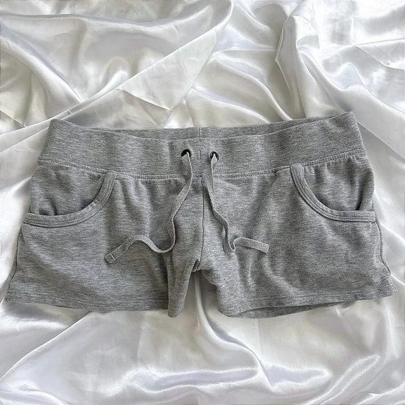 OP Ocean Pacific Gray Lounge Shorts Womens Medium Drawstring Pockets Jersey Knit