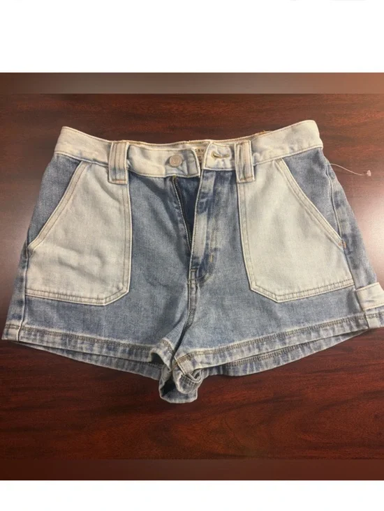 PacSun 23 Two-Tone Blue Cargo Carpenter Festival High Waisted Denim Shorts