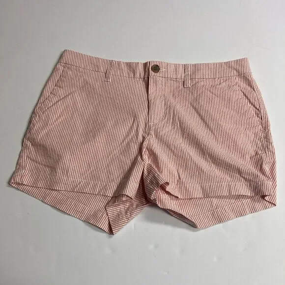 Old Navy Everyday Short Women's 8 Red/White Striped Seersucker Chino 3