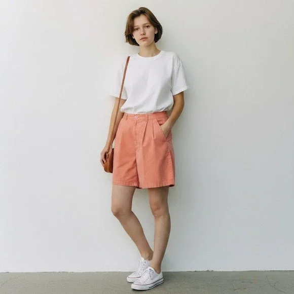 Vintage Ralph Lauren‎ Country Coral Shorts Women 12 Pleated High Waist 90s USA