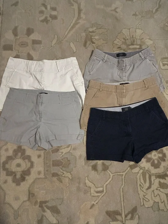 Ann Taylor, J Crew - Lot of 5 Women's Casual Shorts - Navy, Khaki, Gray, White