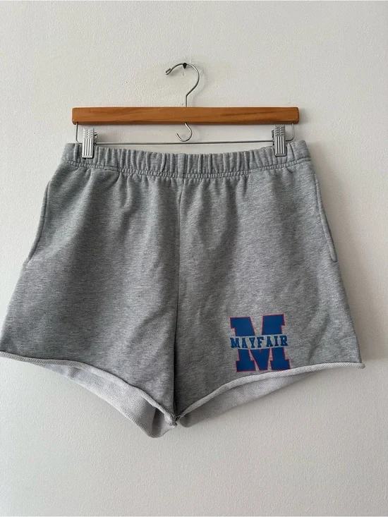 The Mayfair Group Sweat Shorts Womens M L grey Athletic Club Logo French Terry