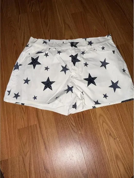Umgee White Shorts with Black Star Print Size M