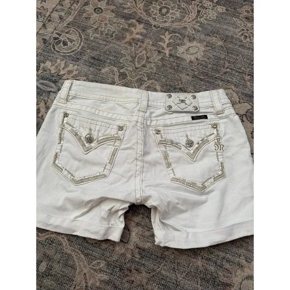 Miss Me Signature Crop Shorts White
