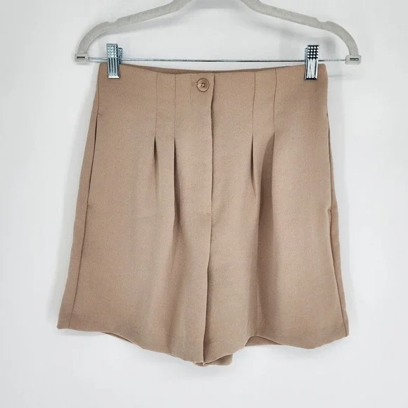 Express Womens Pleated Midi Super High Rise Shorts Size 4 Minimalist Casual Chic