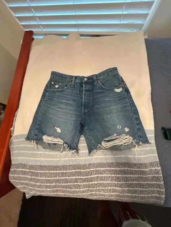 Levi's 501 Original Fit High-Rise Distressed Denim Shorts
