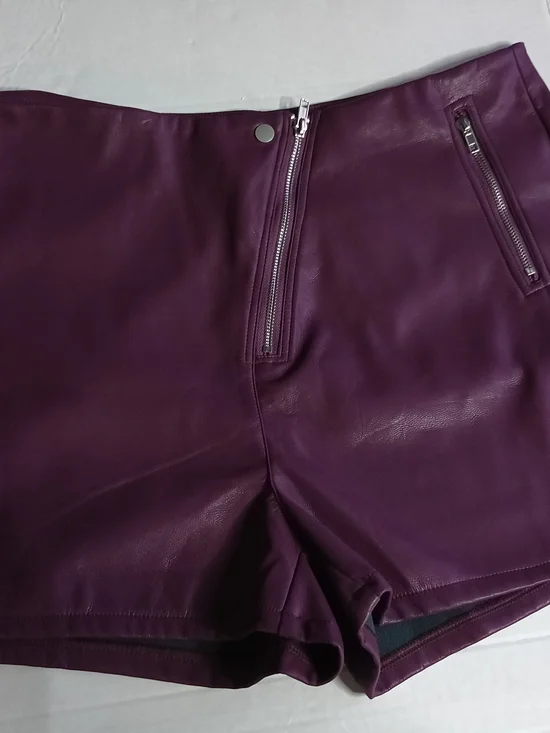 AKIRA High Waist Faux Leather Shorts in Deep Plum