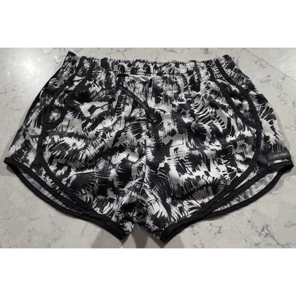 Calvin Klein Performance Shorts Women Small Black Abstract Running Athletic Gym
