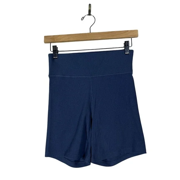 Abercrombie & Fitch Ribbed High Rise Biker Shorts Navy Blue Athleisure Size L