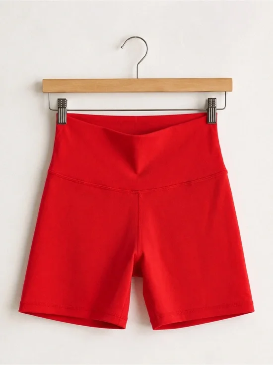 Wilo The Label Ribbed Biker Shorts Womens XS Red Activewear Compression NWT