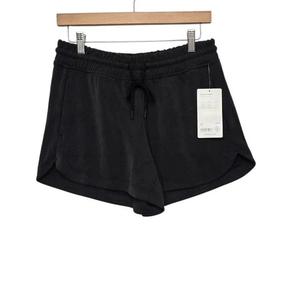 Athleta Seasoft Short Black Smocked Waist Drawstring Athletic Lounge NWT Small