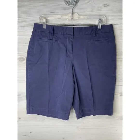 Lands' End Shorts Womens 8‎ Mid Rise Chino Bermuda Classic Pockets Summer Casual