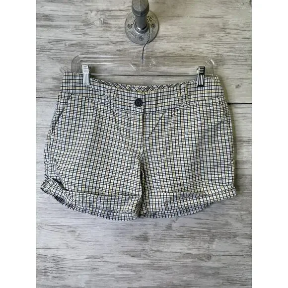 Tommy Hilfiger Shorts‎ Womens 4 Blue Yellow Plaid Cotton Casual Summer Pockets