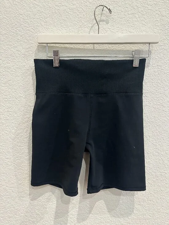 Black Vuori Bike Shorts with High Waist Ribbed Waistband, Small