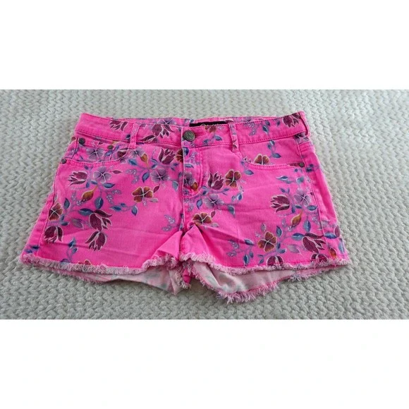 Rewash Shorts Size 7 Denim Floral Print Mid Rise Destroyed Cut Off